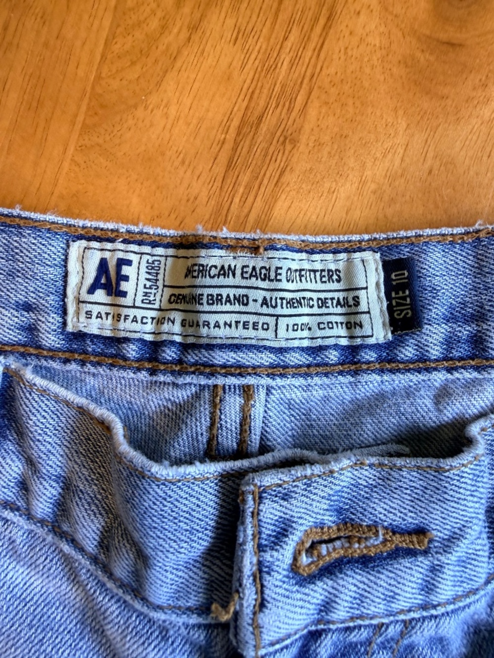 American Eagle Distressed Wide Leg Jeans Frayed Hem 10 100% Cotton 474 - Picture 7 of 11